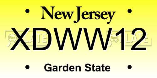 XDWW12 New Jersey License Plate