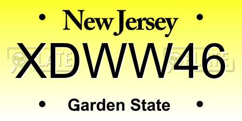 XDWW46 New Jersey License Plate