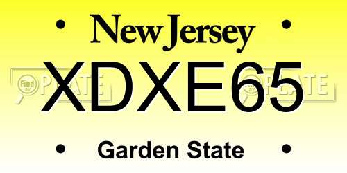 XDXE65 New Jersey License Plate