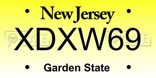 XDXW69 New Jersey License Plate