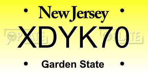 XDYK70 New Jersey License Plate
