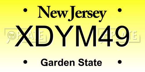 XDYM49 New Jersey License Plate
