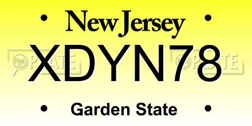XDYN78 New Jersey License Plate
