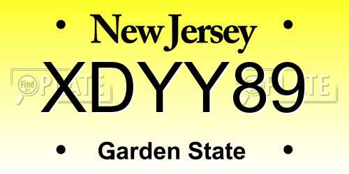 XDYY89 New Jersey License Plate