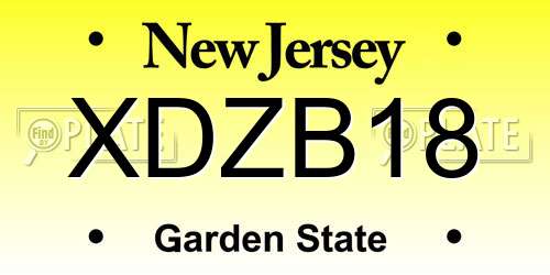 XDZB18 New Jersey License Plate