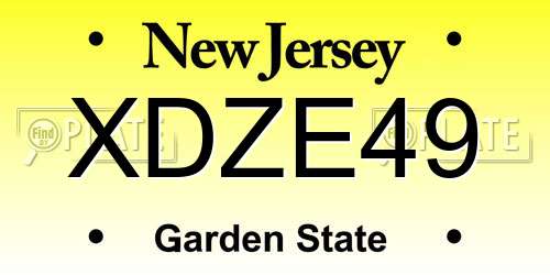 XDZE49 New Jersey License Plate