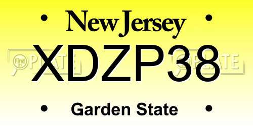 XDZP38 New Jersey License Plate