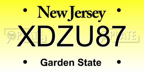 XDZU87 New Jersey License Plate