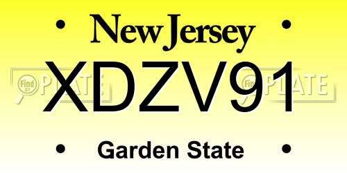 XDZV91 New Jersey License Plate