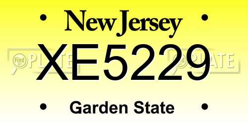 XE5229 New Jersey License Plate