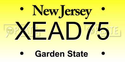 XEAD75 New Jersey License Plate