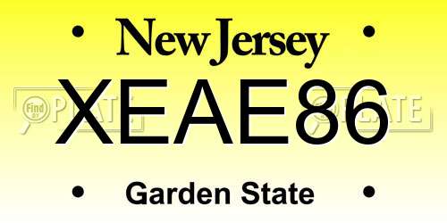 XEAE86 New Jersey License Plate
