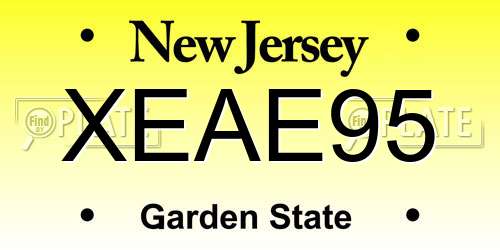 XEAE95 New Jersey License Plate