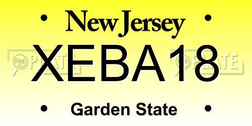 XEBA18 New Jersey License Plate