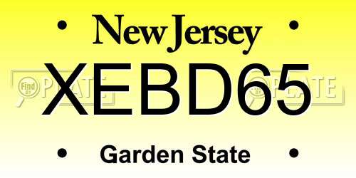 XEBD65 New Jersey License Plate