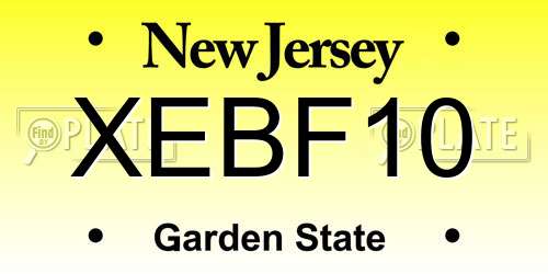 XEBF10 New Jersey License Plate