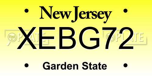 XEBG72 New Jersey License Plate