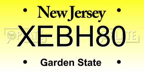 XEBH80 New Jersey License Plate