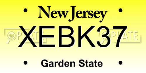 XEBK37 New Jersey License Plate