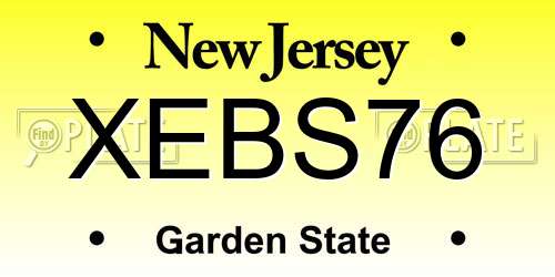 XEBS76 New Jersey License Plate