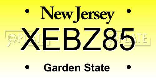 XEBZ85 New Jersey License Plate