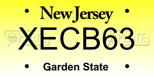 XECB63 New Jersey License Plate