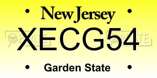 XECG54 New Jersey License Plate