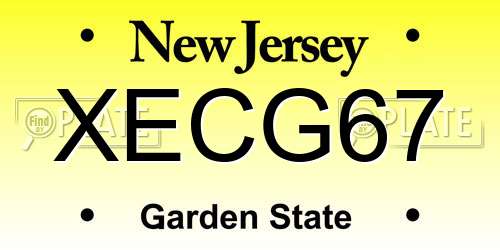 XECG67 New Jersey License Plate