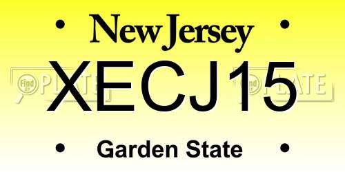 XECJ15 New Jersey License Plate