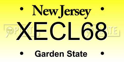 XECL68 New Jersey License Plate