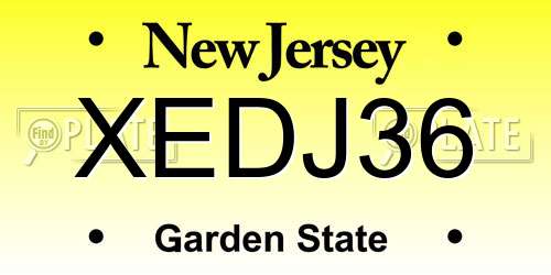XEDJ36 New Jersey License Plate