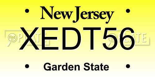 XEDT56 New Jersey License Plate