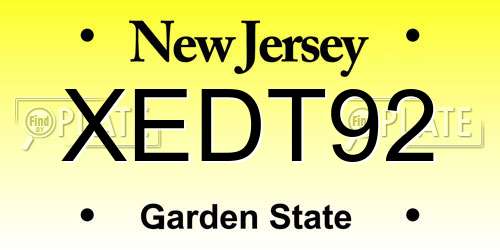 XEDT92 New Jersey License Plate