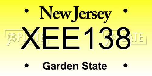 XEE138 New Jersey License Plate