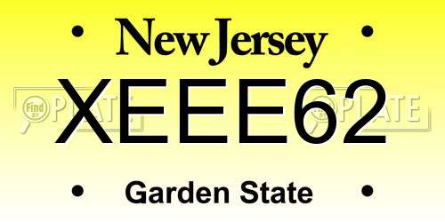 XEEE62 New Jersey License Plate