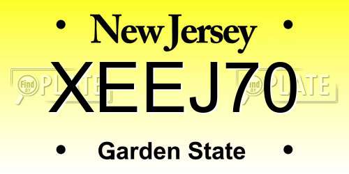 XEEJ70 New Jersey License Plate