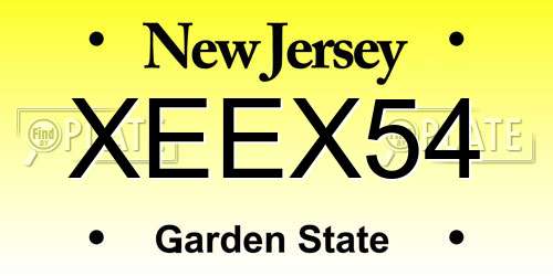 XEEX54 New Jersey License Plate
