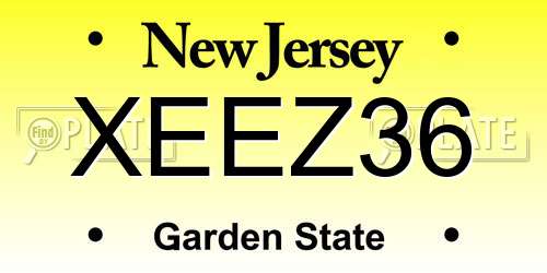 XEEZ36 New Jersey License Plate