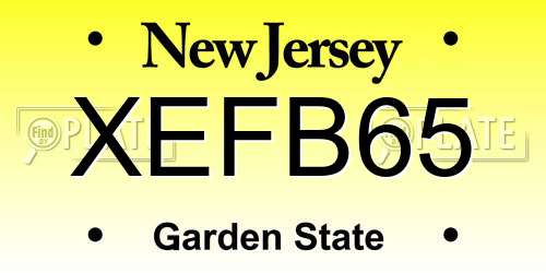 XEFB65 New Jersey License Plate