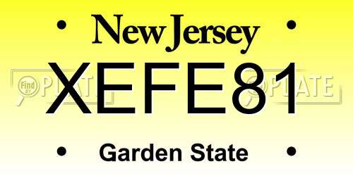 XEFE81 New Jersey License Plate