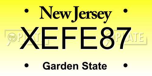 XEFE87 New Jersey License Plate
