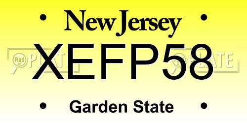 XEFP58 New Jersey License Plate