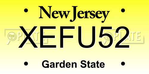 XEFU52 New Jersey License Plate