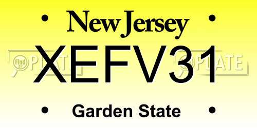 XEFV31 New Jersey License Plate
