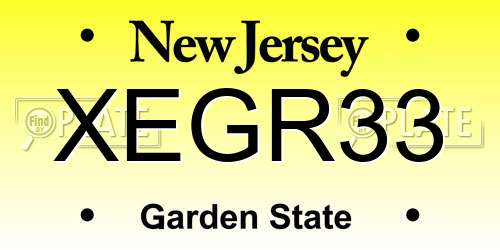 XEGR33 New Jersey License Plate