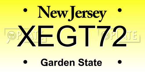 XEGT72 New Jersey License Plate