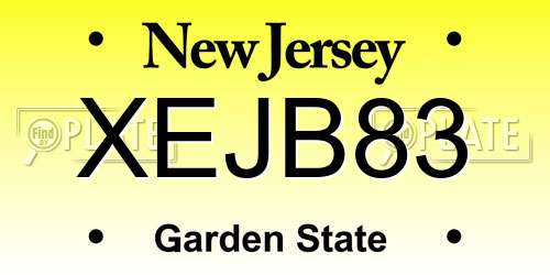 XEJB83 New Jersey License Plate