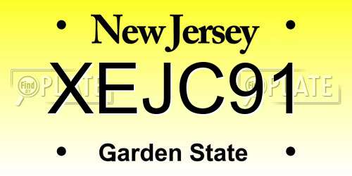 XEJC91 New Jersey License Plate