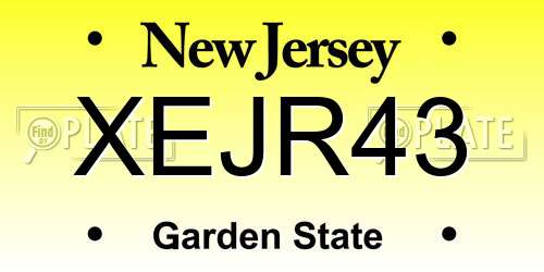 XEJR43 New Jersey License Plate