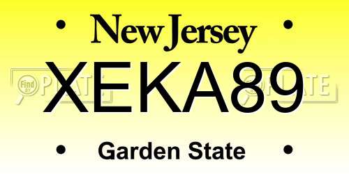XEKA89 New Jersey License Plate